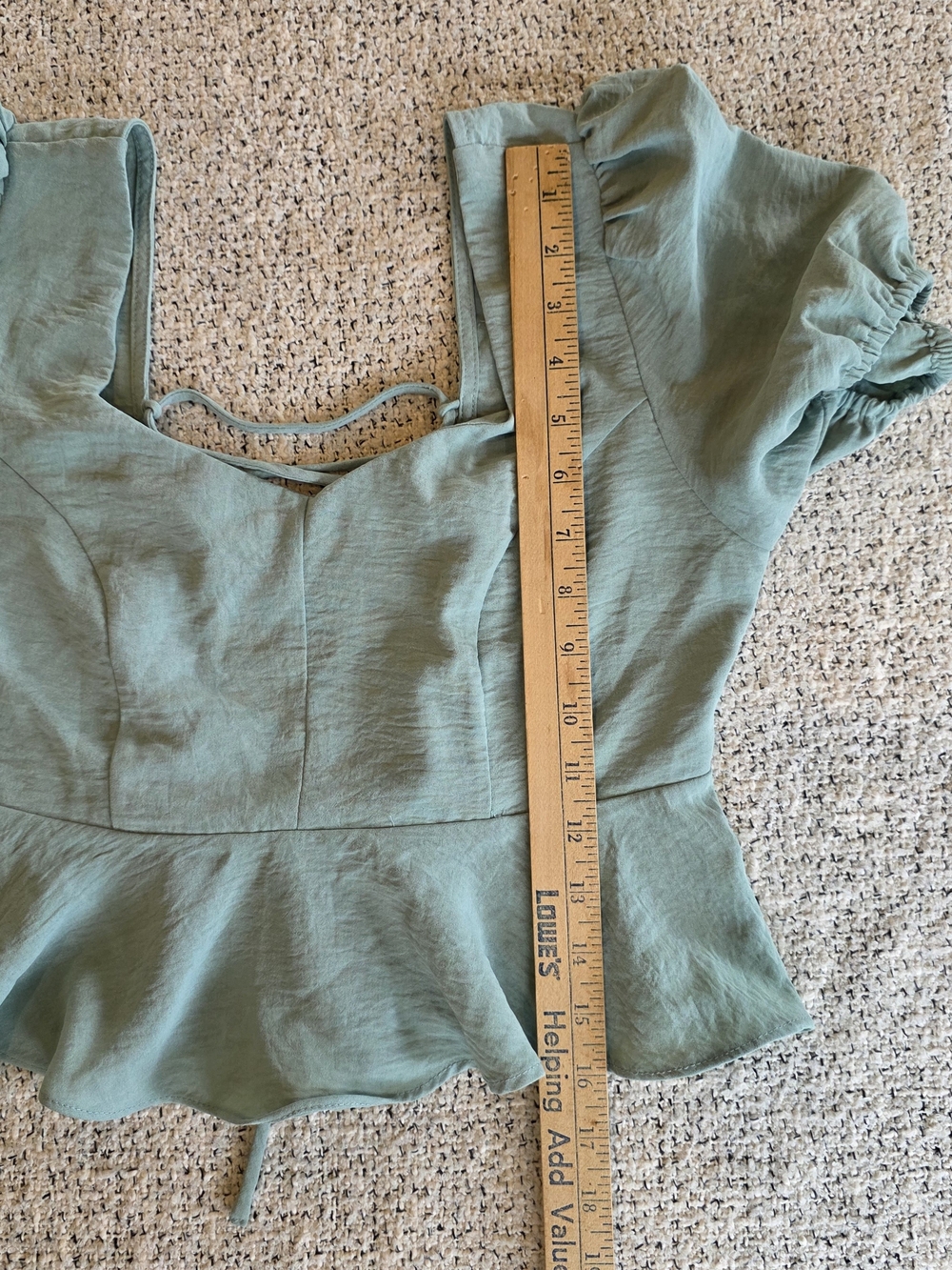 Alterd State Sage Green Corset Lace Up Peplum Top Medieval Cottagecore M - Picture 7 of 8